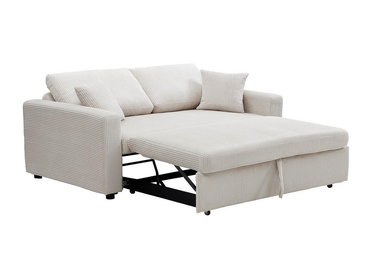 SCHLAFSOFA - 3 Personen - samt - beige Inizor - Beige, Textil (168/85/101cm) - Vente-Unique