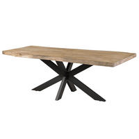 BAUMTISCH Mango 220x100x77 beige lackiert / Kreuzgestell anthrazit matt FREEFORM 5 - Beige, Holz (100/220/77cm) - Massivmoebel24