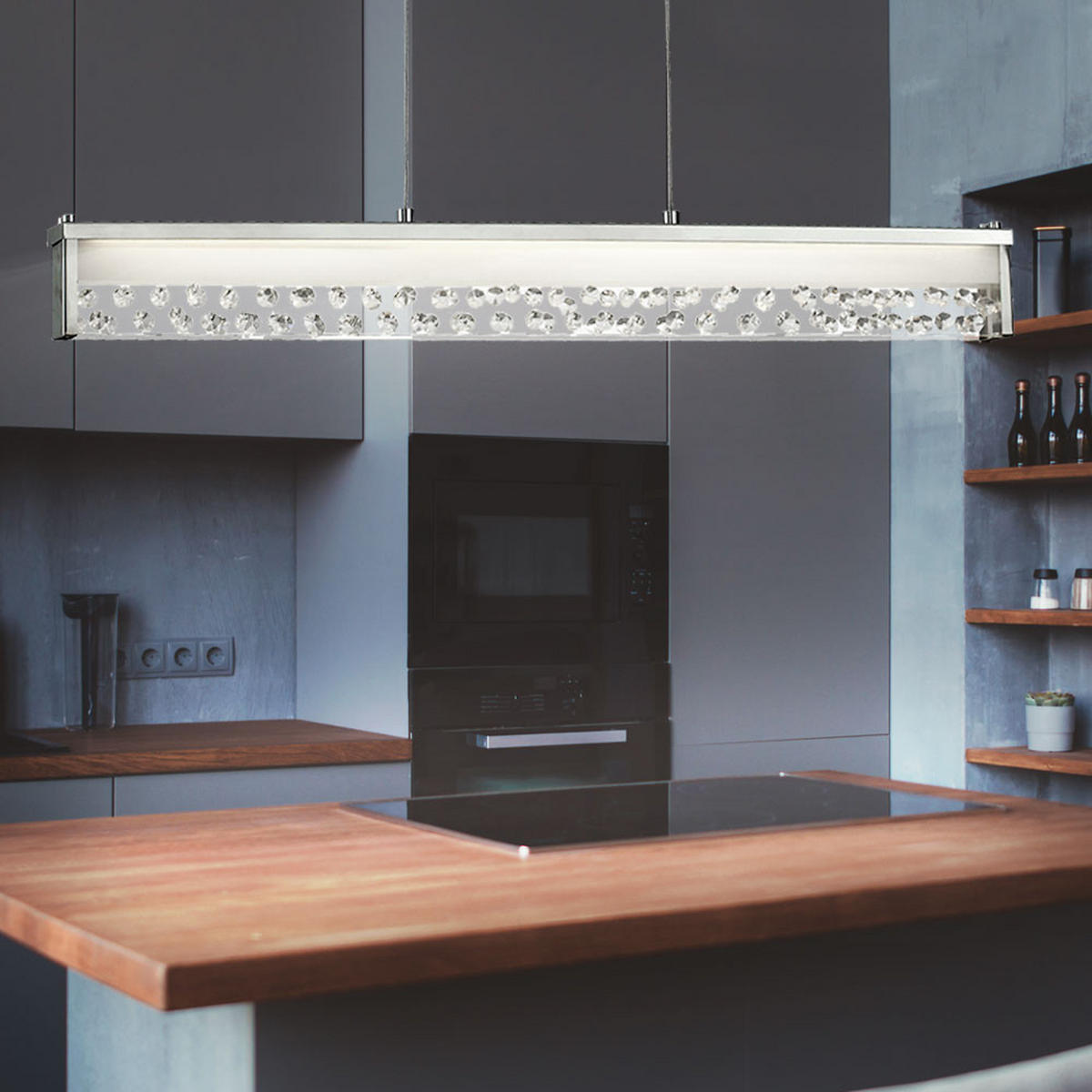 LED HÄNGELEUCHTE Doriana Silber Kristallglas - Silberfarben, Metall (78/4/120cm) - Esto