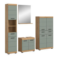 BADKOMBINATION 4tlg. Scout Bad in Artisan Eiche Nachbildung und Salbei Nachbildung B/H/T: 186x191x34 cm - Eiche Artisan, Holz (186/191/34cm)