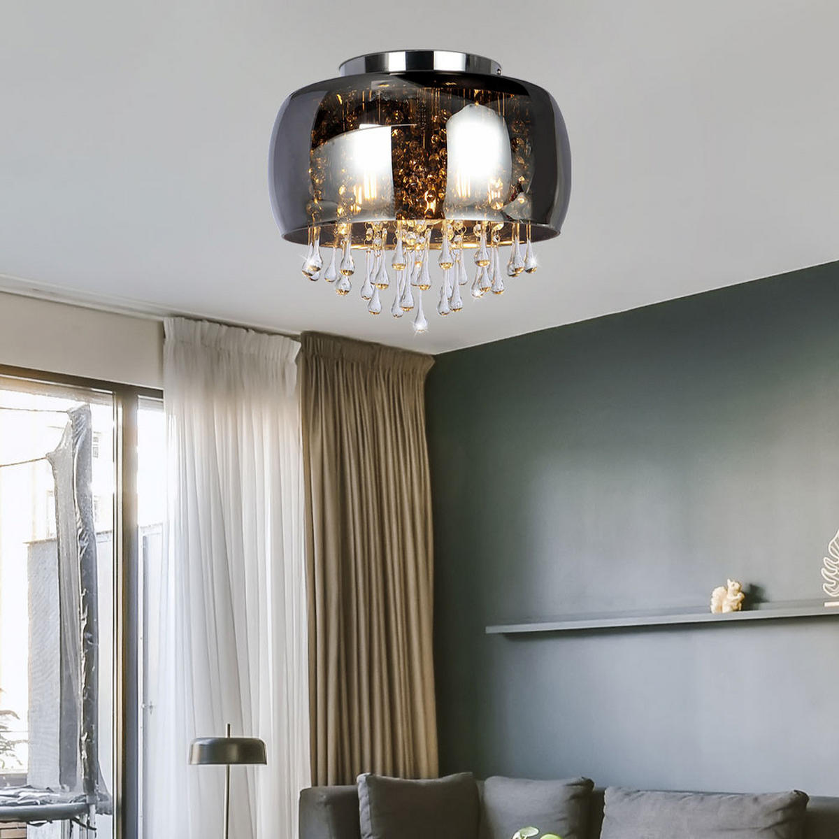 LED HÄNGELEUCHTE Kalla Chrom Klar - Silberfarben, Metall (35/35/28cm) - Globo Lighting