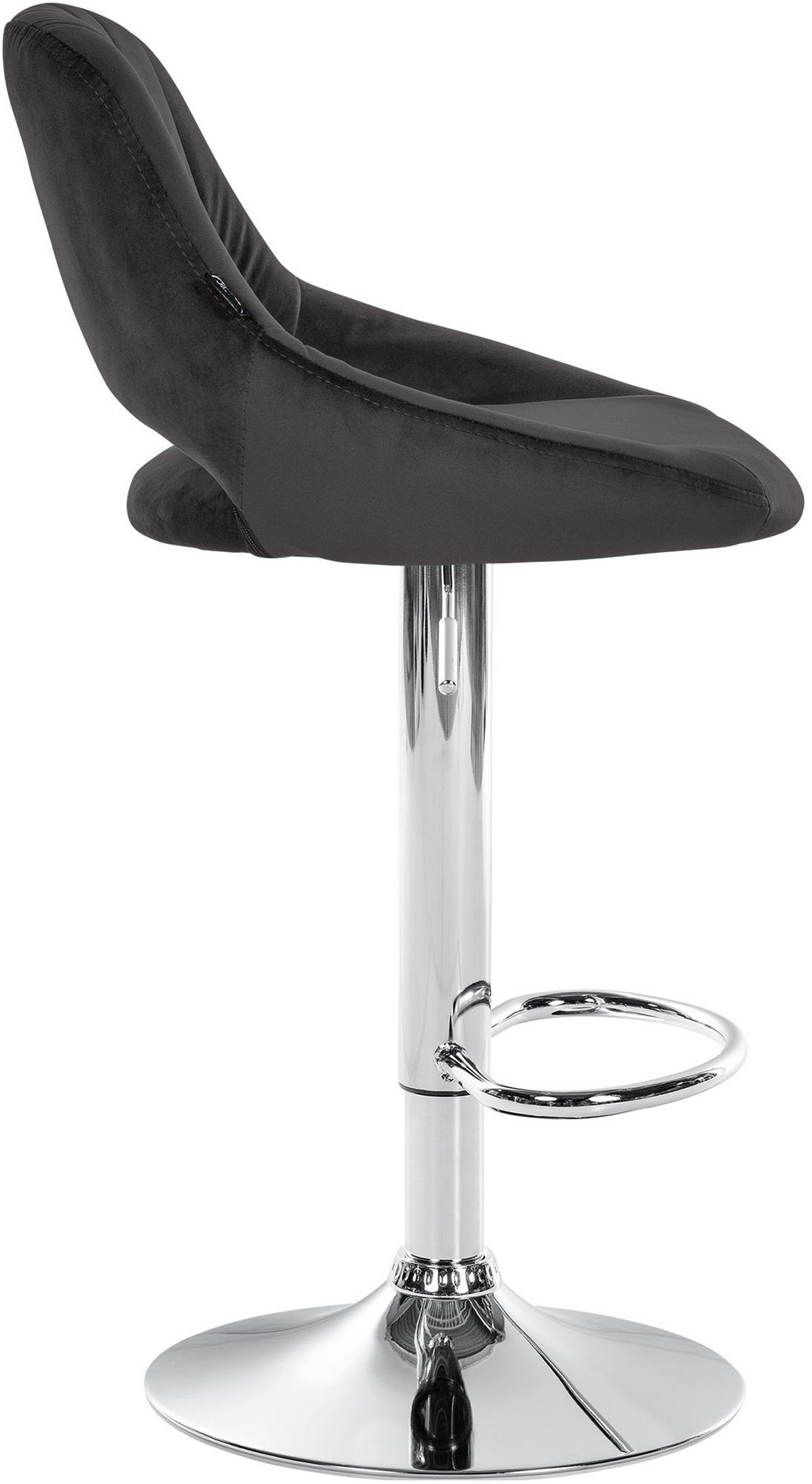 BARHOCKER 2er Set Milos Samt C schwarz - Chromfarben/Schwarz, Textil/Metall (47/106/48cm) - TPFLiving