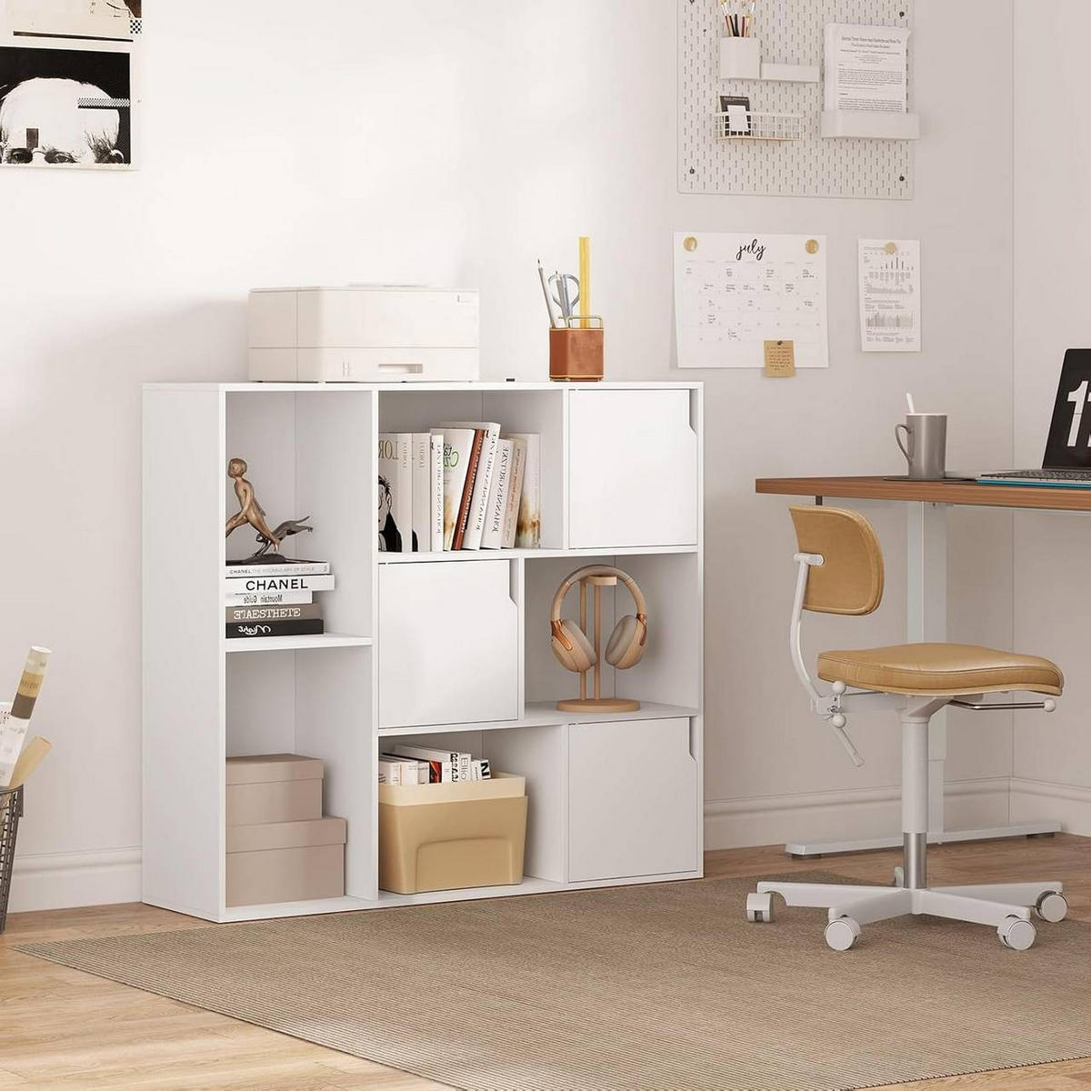 REGALE Bücherregal mit 8 Fächern,106x96x30 cm, Weiß - Weiß, Holzwerkstoff (106/96/30cm) - Woltu