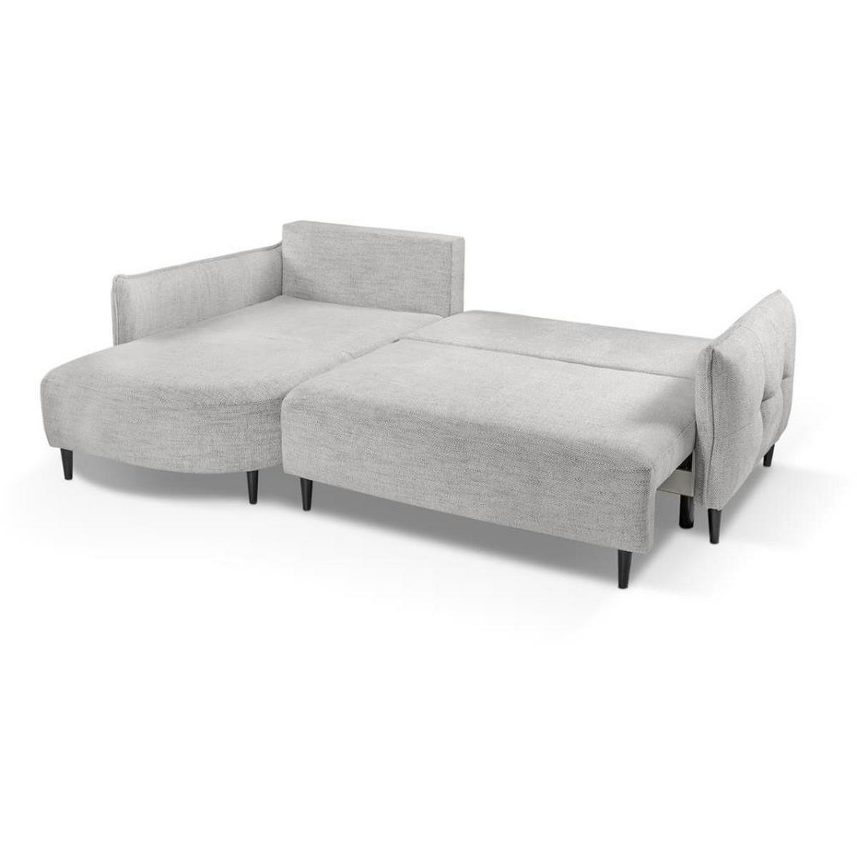 ECKSCHLAFSOFA Sycylia links hellgrau - Hellgrau/Schwarz, Textil (244/165cm) - Beautysofa
