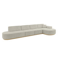 ECKSOFA Ottomane Rechts MARI-L3-v2 - 413x171x83 cm Creme Cord - Hellgrau/Creme, Holzwerkstoff/Textil (171/413cm) - ALTDECOR