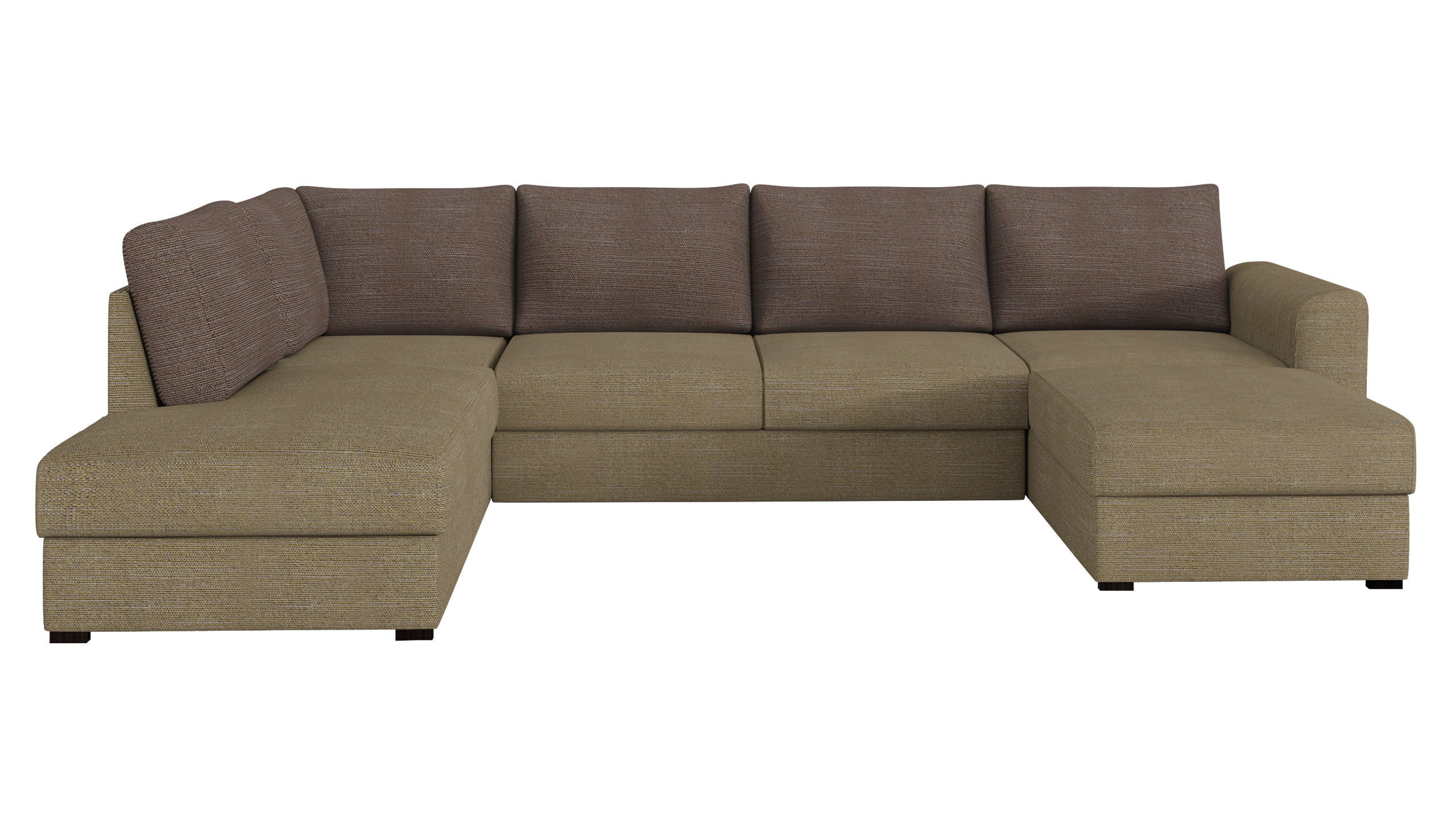 WOHNLANDSCHAFT Wilma Premium, Seite: Links - Hellbraun/Schwarz, Holz/Textil (305/85/188cm) - MIRJAN24