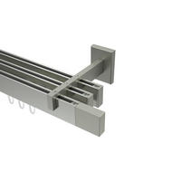 INNENLAUF-GARDINENSTANGEN-SET Smartline Lox 480 cm (geteilt in 3 x 160 cm), 3-läufig, 14x35 mm Edelstahl-Optik - Edelstahlfarben, Metall (480cm) - INTERDECO
