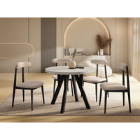ESSTISCH Avero Black runder ausziehbarer, Kiefer weiß 100-140/100/77 cm - Schwarz/Weiß, Holz/Holzwerkstoff (100/140/77cm) - WFL GROUP