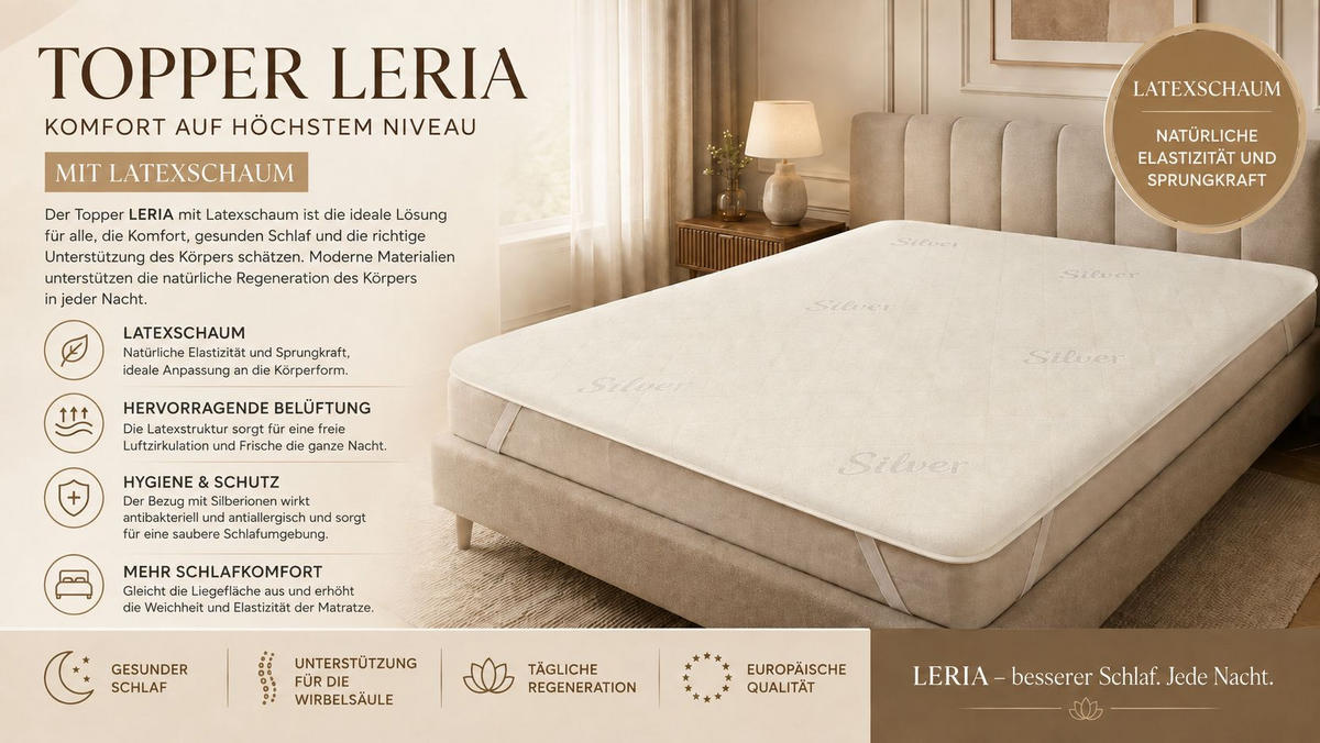 TOPPER Aus Latexschaum, 4 Cm, 90x200 Cm, LERIA - Weiß, Textil (90/200cm) - Kaiser Möbel
