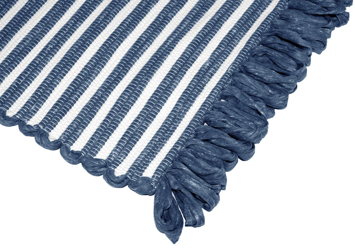 HANDGEWEBTER Läufer 50x70 cm Jeansblau - Dunkelblau, Naturmaterialien/Textil (50/70cm) - Lashuma