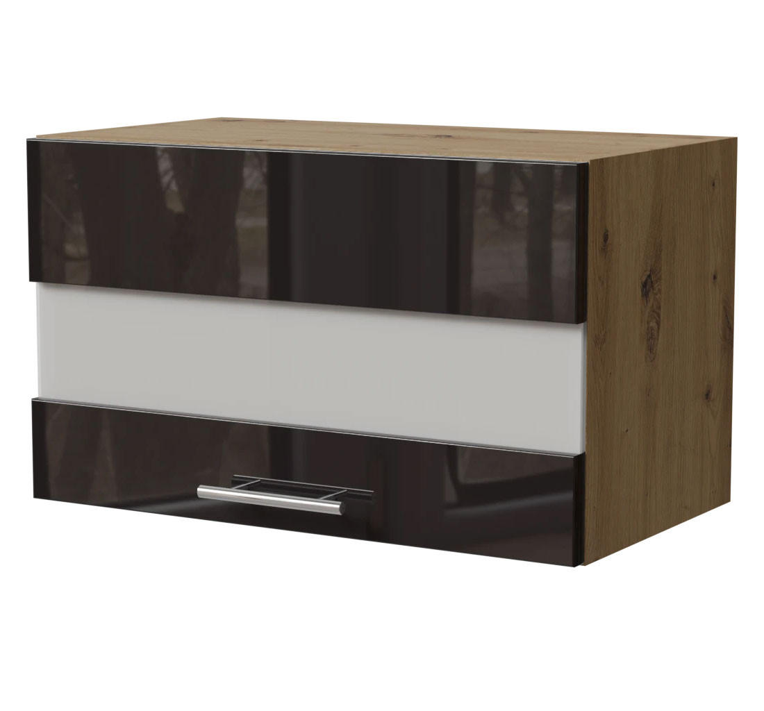 Feldmann-Wohnen Klapphängeschrank Schwarz Hochglanz, Eiche Artisan 60x36x32.5 cm