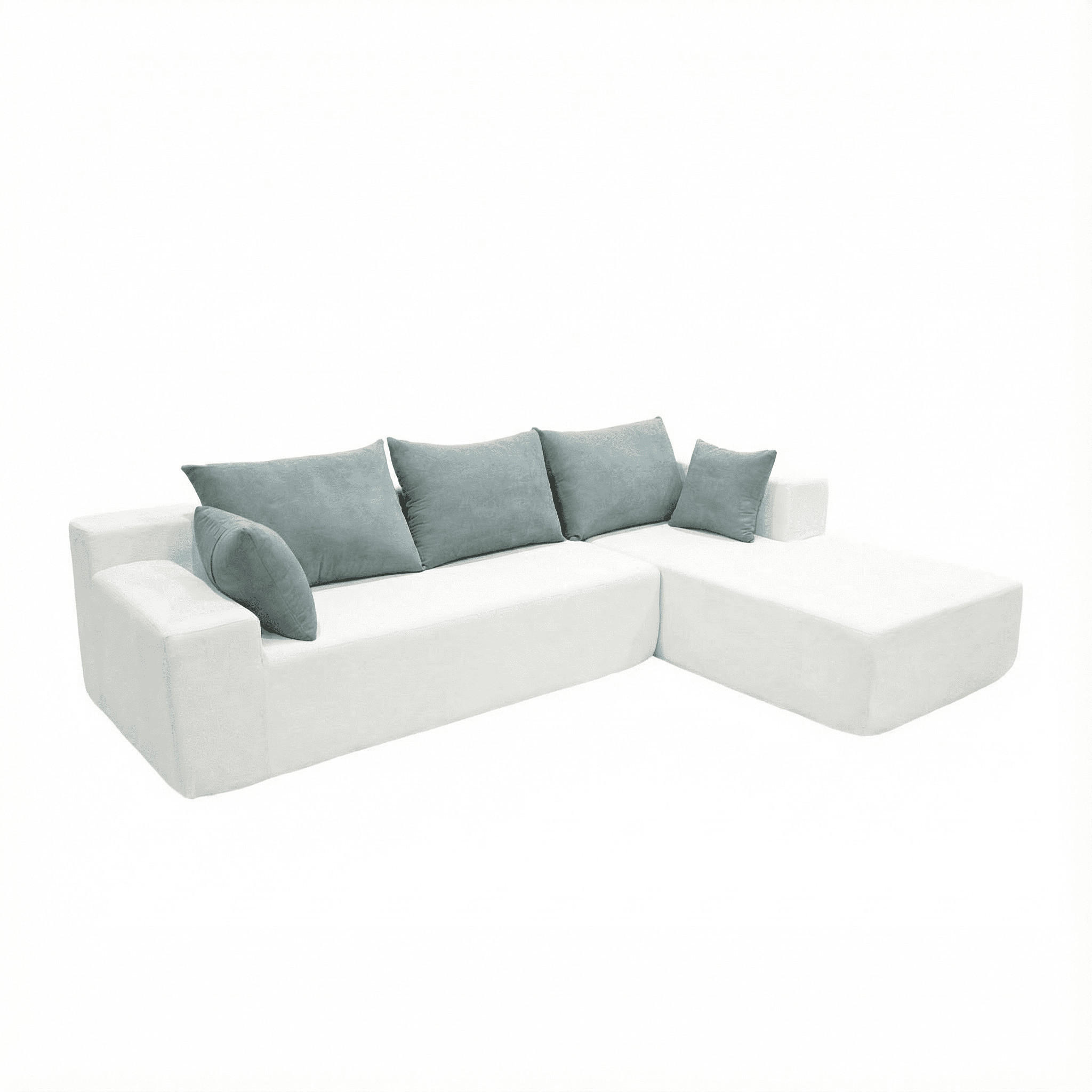 ECKSOFA Luna Weiß Salbei 3-Sitzer Rechts - Weiß, Textil (267/175cm) - COCO Living