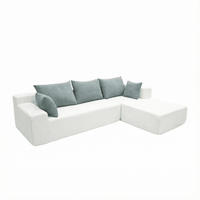 ECKSOFA Luna Weiß Salbei 3-Sitzer Rechts - Weiß, Textil (267/175cm) - COCO Living