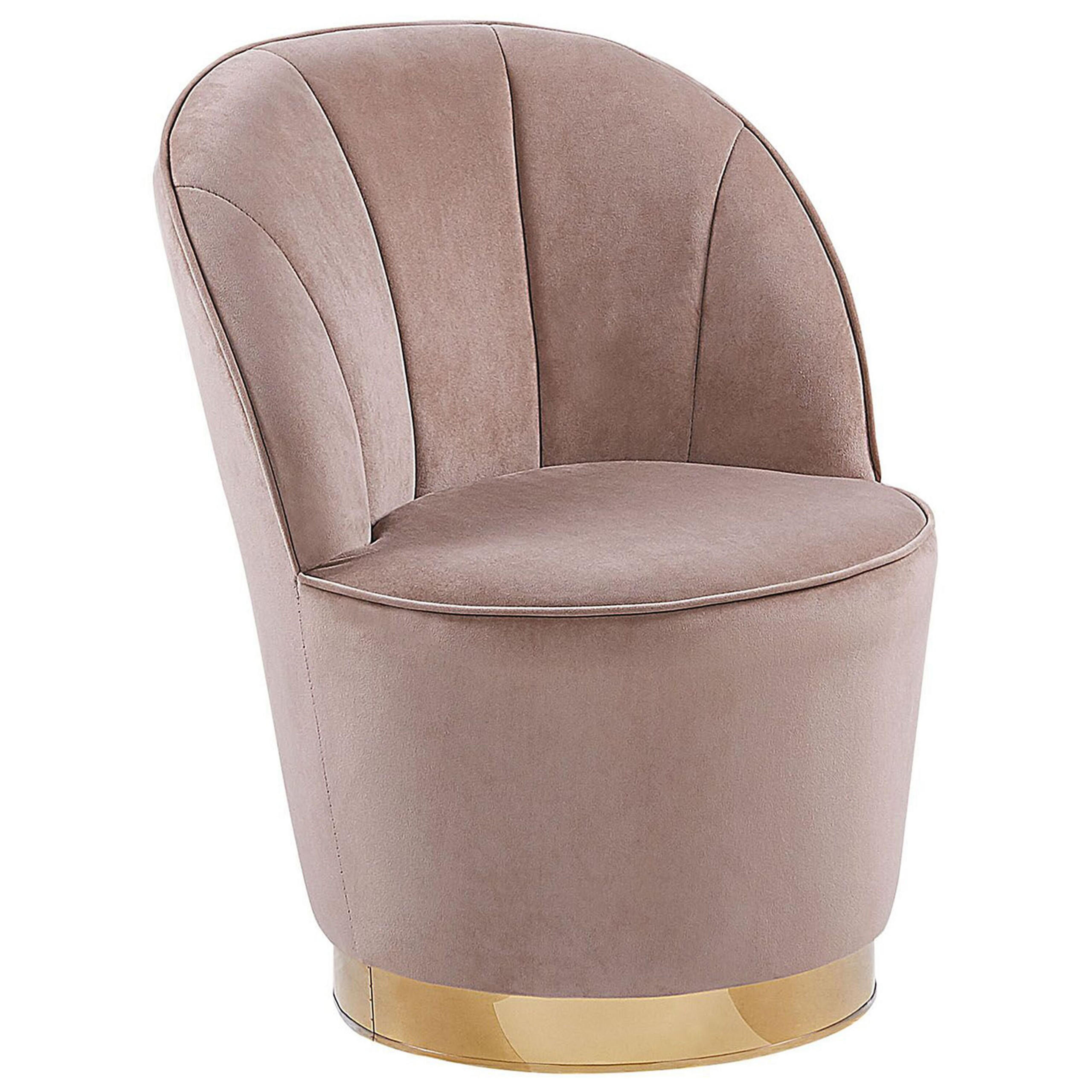 SESSEL Samtstoff Beige/Gold Alby - Beige, Textil/Metall (56/72/61cm) - Beliani