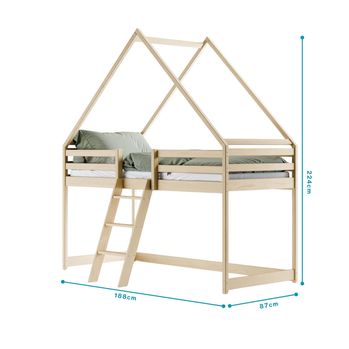 HAUSBETT in 80x180 cm mit Matratze in natur - Naturfarben, Holz (80/180cm) - Kids Collective