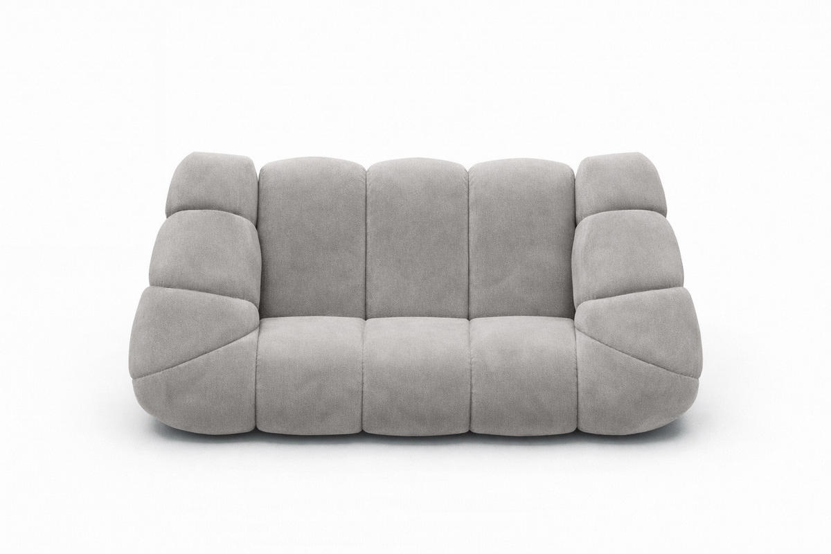 SOFA 2-Sitzer modular, Veloursstoff Bluvel, Grau, CROISSANT - Grau, Holz (200/72/115cm) - Kaiser Möbel