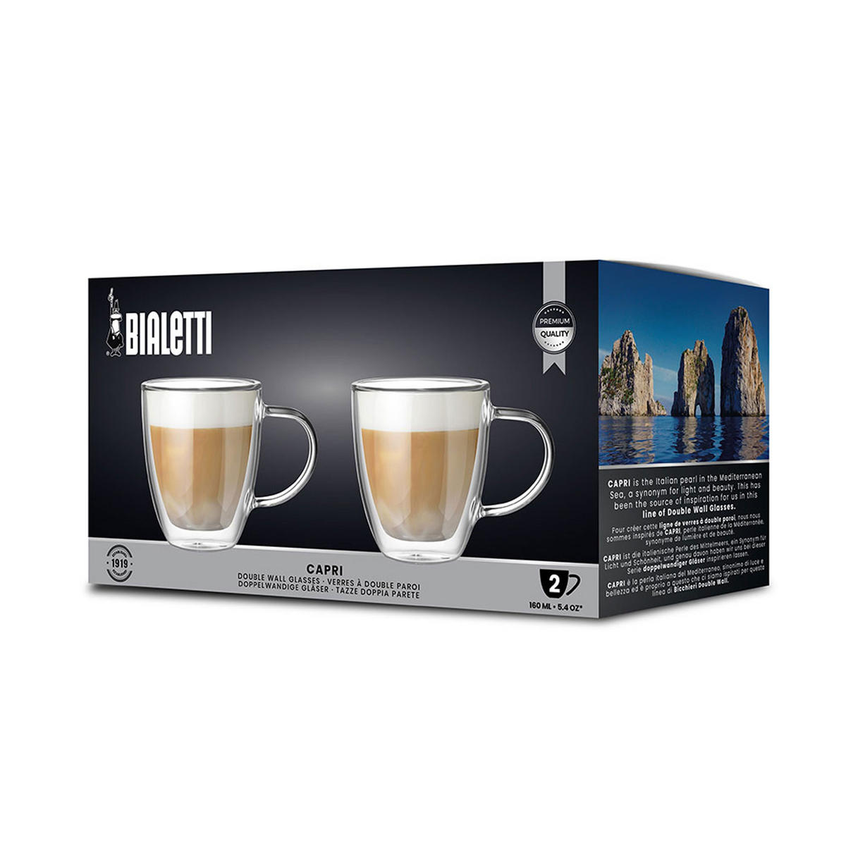 GLASBECHERSET Capri, 2er Set, Doppelwandig, 160 ml - Transparent, Glas (0.16L) - Bialetti