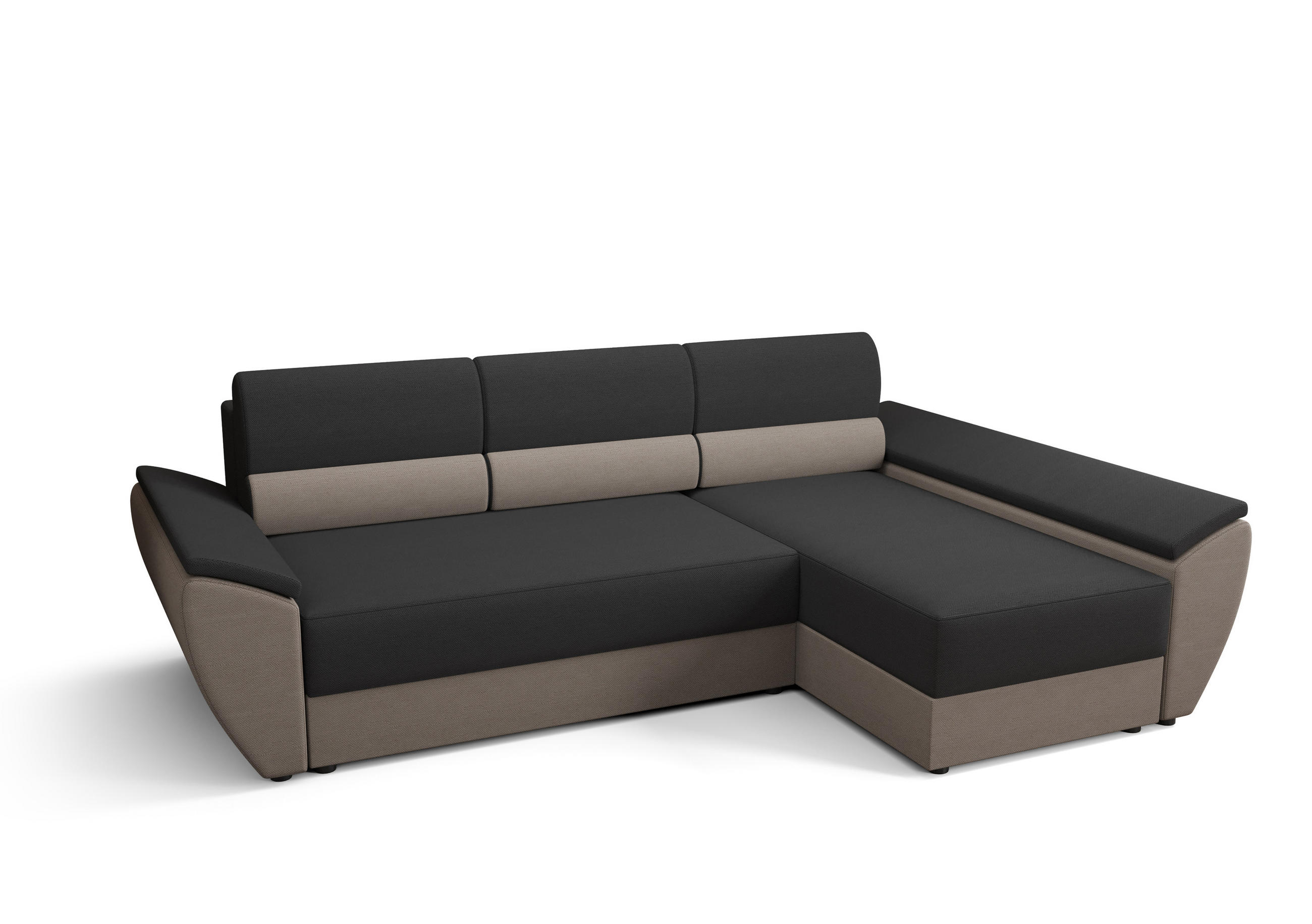 ECKSOFA L REBI L3 Rainbow 27/83 Rechts mit Schlaffunktion, Grau/Beige - Beige/Grau, Textil (251/140cm)