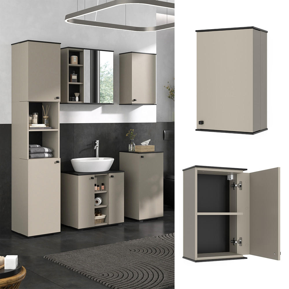 BADSCHRANK Joli Greige 37 x 60 cm - Greige, Holzwerkstoff (37/60/24cm) - Vicco