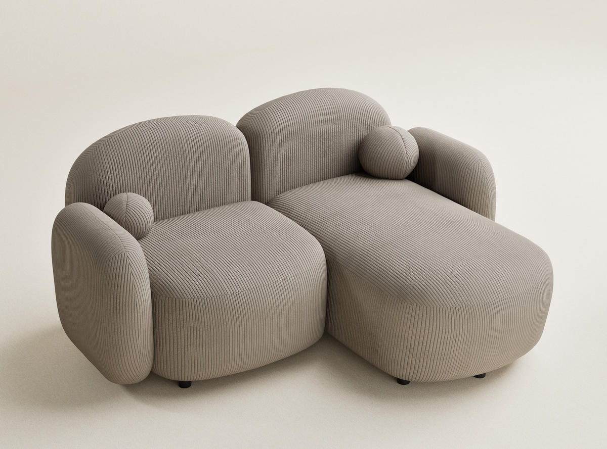 ECKSOFA Bahama Beige Samtstoff - Beige/Schwarz, Holz/Holzwerkstoff (190/146cm) - Maison de Reve