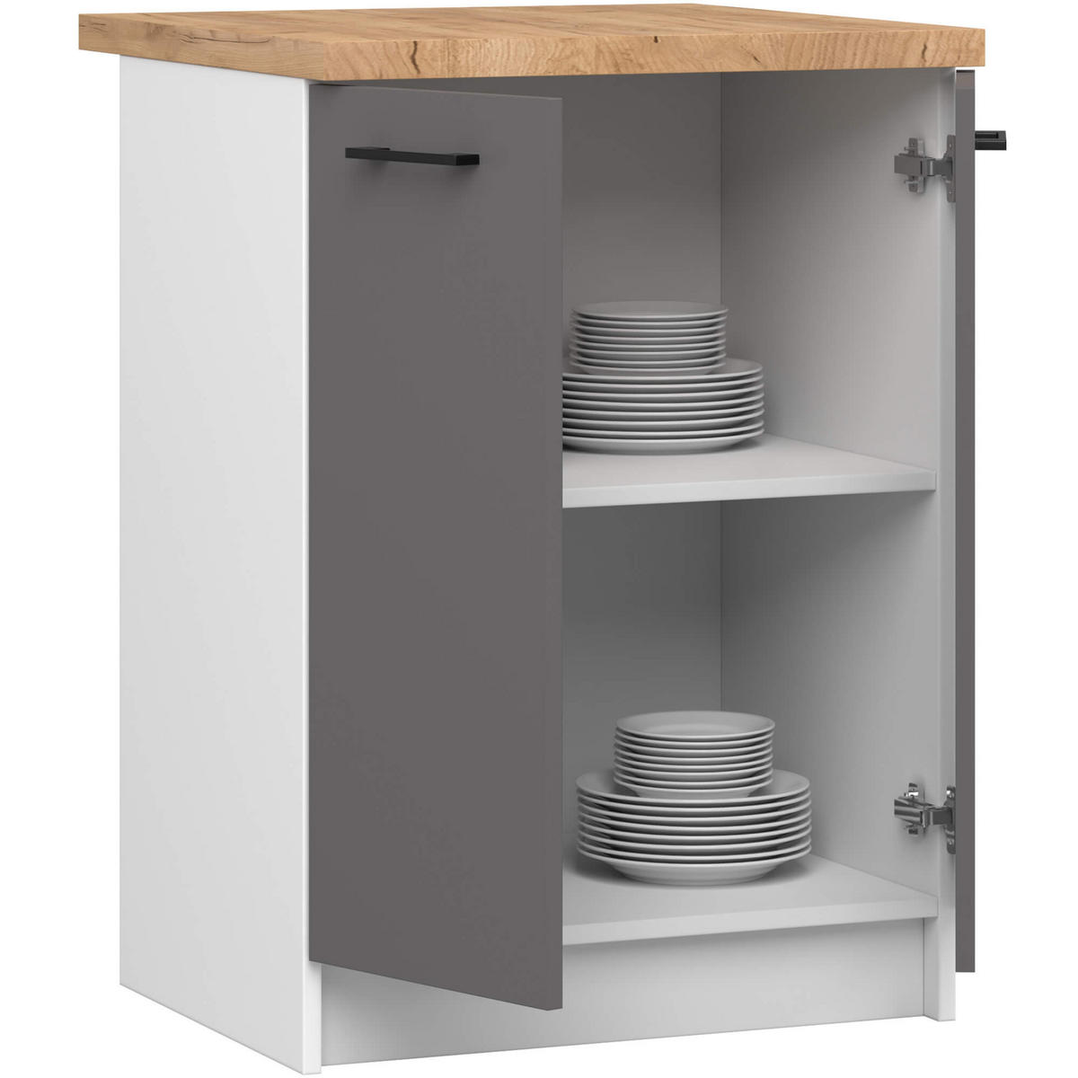 UNTERSCHRANK Weiß, Graphit Grau 85/60/46 - Weiß/Grau, Holzwerkstoff (60/85/46cm) - RAUMHIRSCH FURNITURE