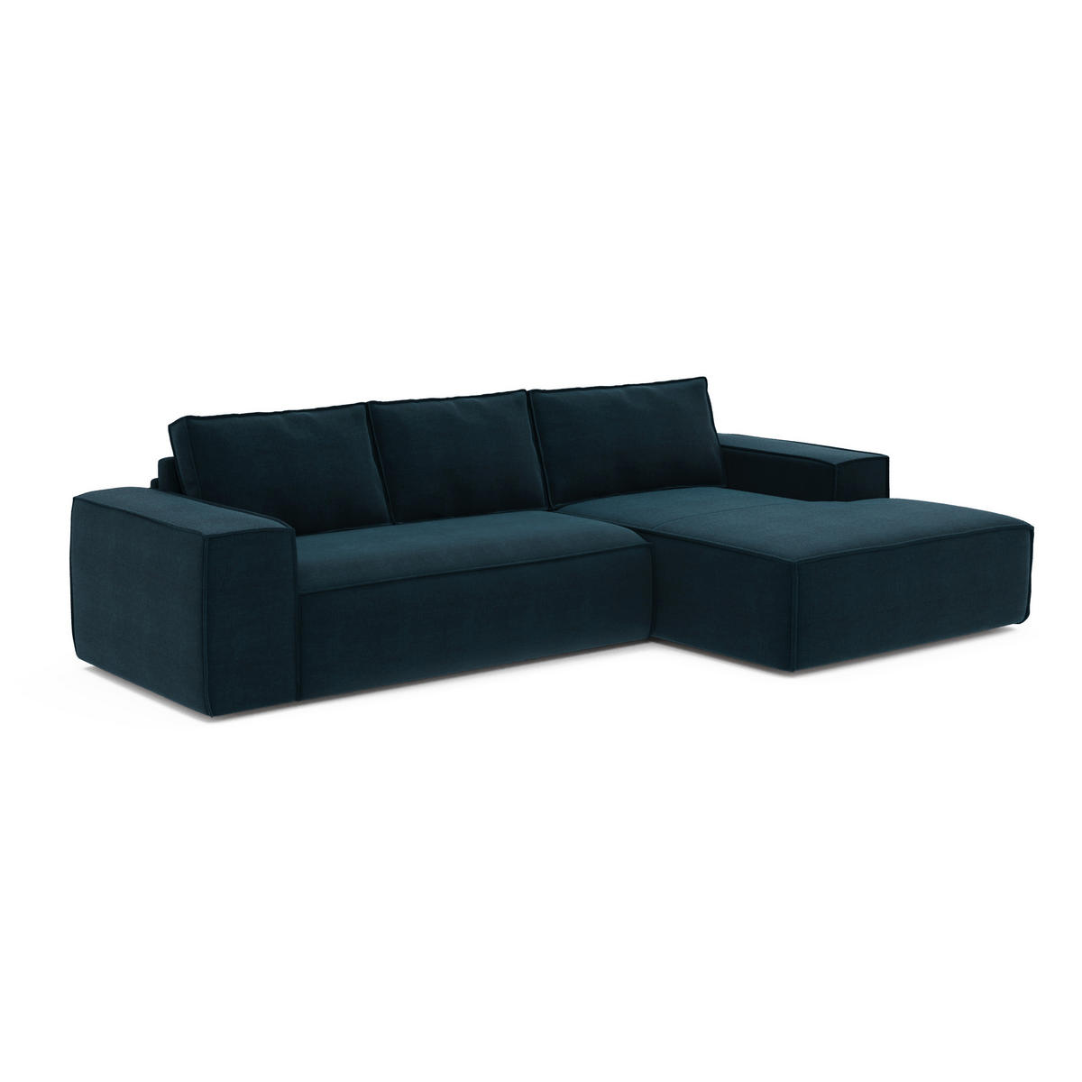ECKSOFA RECHTS Samt Pfauenblau 302cm - Blau/Hellblau, Textil (302/165cm) - Sia Home