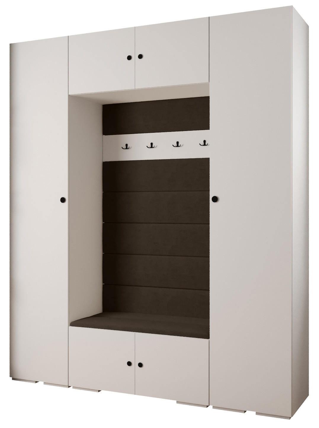 Abiks Möbel Garderoben-Set Weiß, Braun, Schwarz 200x236.7x47 cm