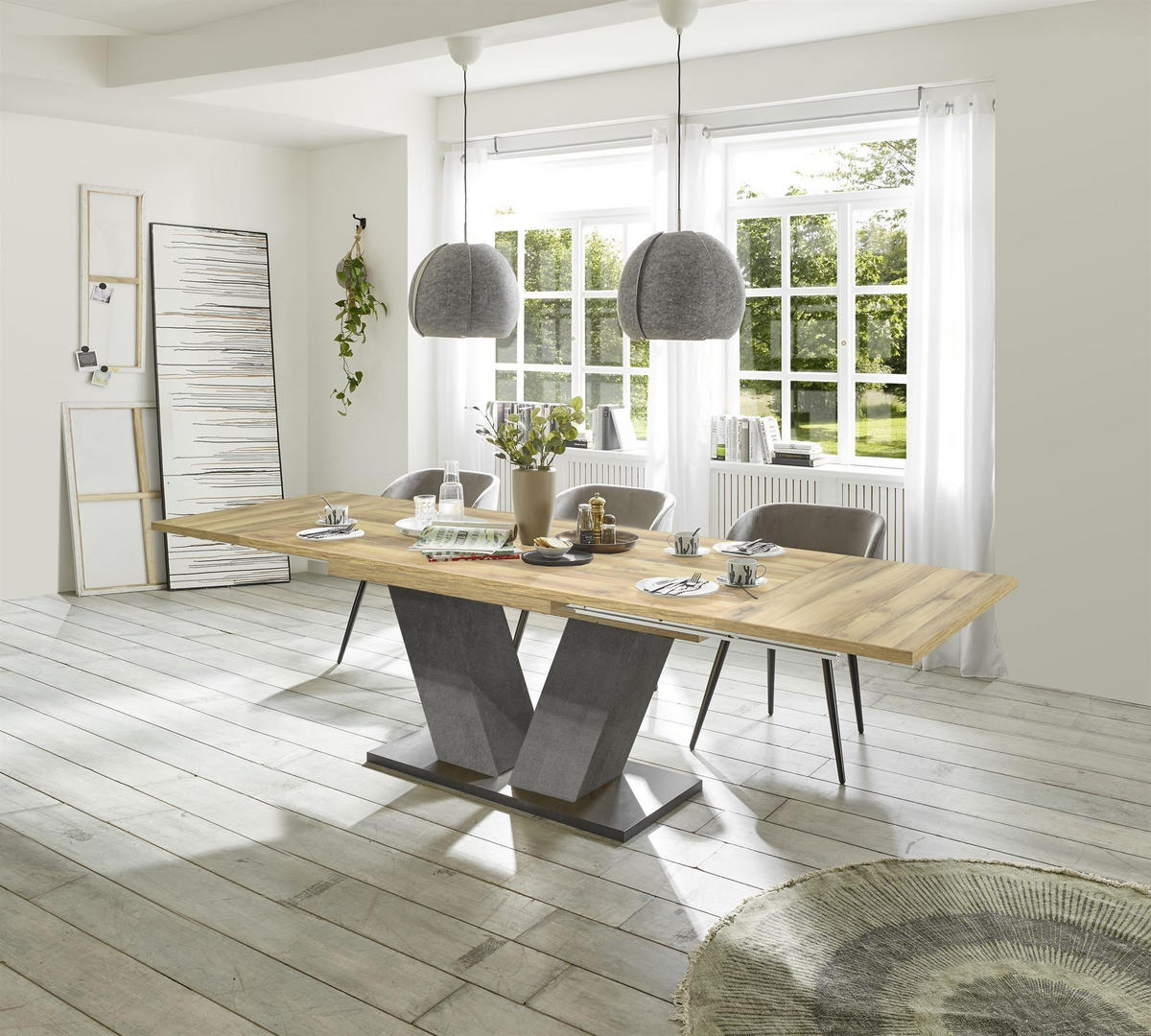 ESSTISCH ausziehbar Elena 160x90x76 Graphit/Plankeneiche - Braun, Holzwerkstoff (160/90/76cm) - 58aufmkessel