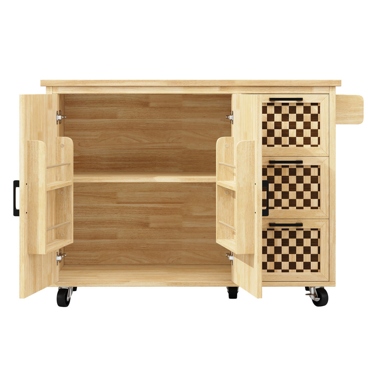 KÜCHENINSEL 120/45-75/92 cm natur mit klappbarer Tischplatte und Rollen - Naturfarben, Holzwerkstoff (120/92/45cm) - OKWISH