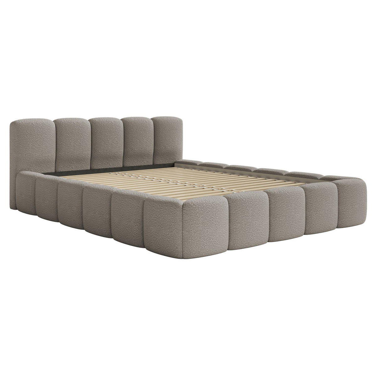 POLSTERBETT Cloudy Low Grau Bouclébezug 200x200 - Grau, Textil (200/200cm) - Selsey