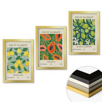 WANDBILDER 3er Set - 20x30 cm Goldrahmen - Fruchtige Zitronen- und Papayamuster - Goldfarben, Kunststoff (20/30cm) - ArtPrintCave