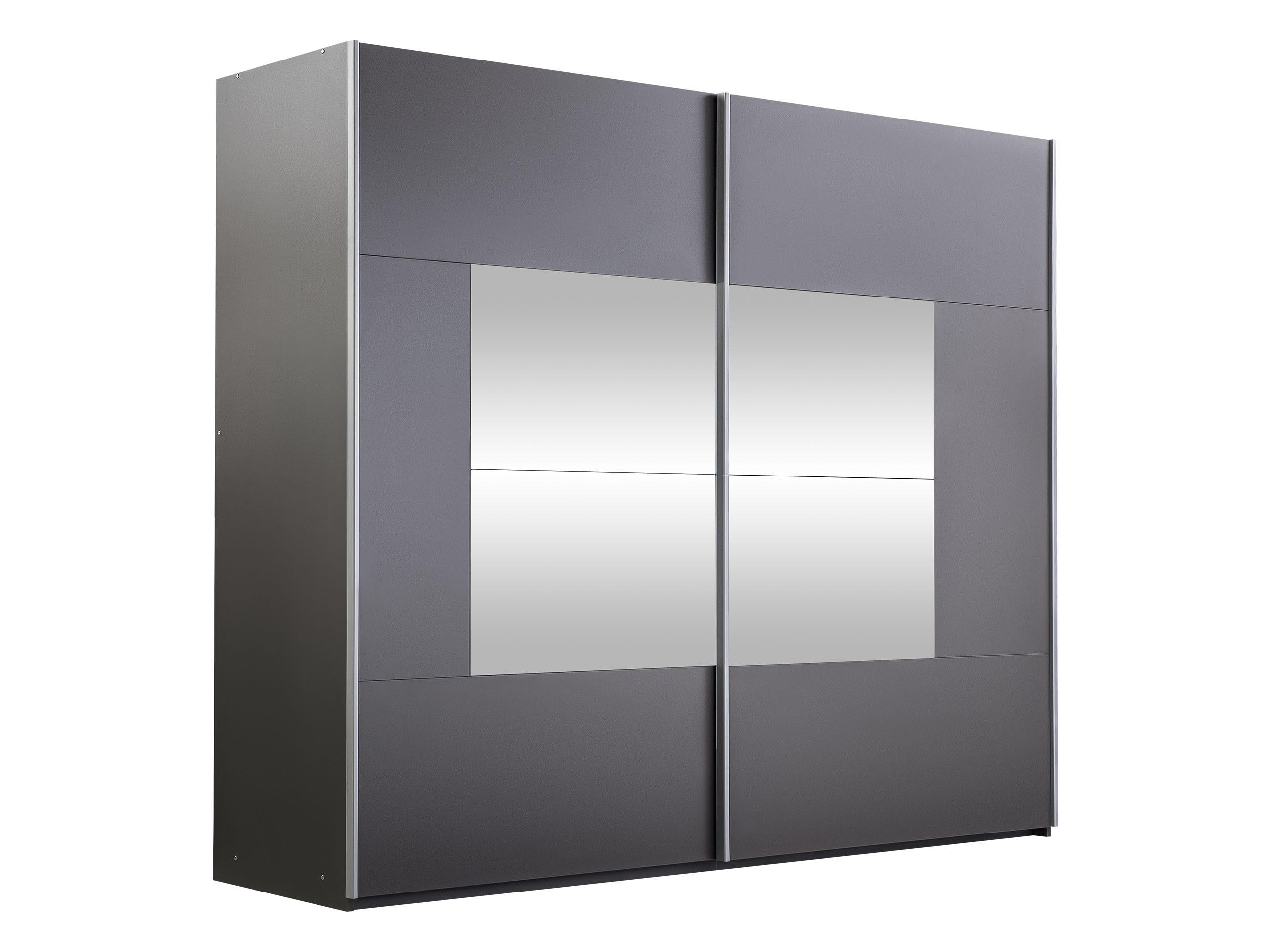 SCHIEBETÜRENSCHRANK Boston 250 - Silberfarben/Graphitfarben, Holzwerkstoff/Metall (250/215/65cm) - MIRJAN24