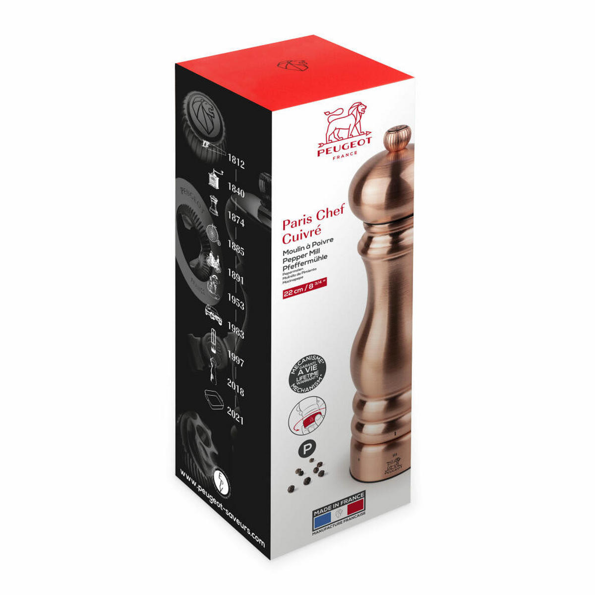 PFEFFERMÜHLE Paris Chef uSelect 22cm Kupfer Stahlmahlwerk - Orange, Metall (6/22/6cm) - PEUGEOT