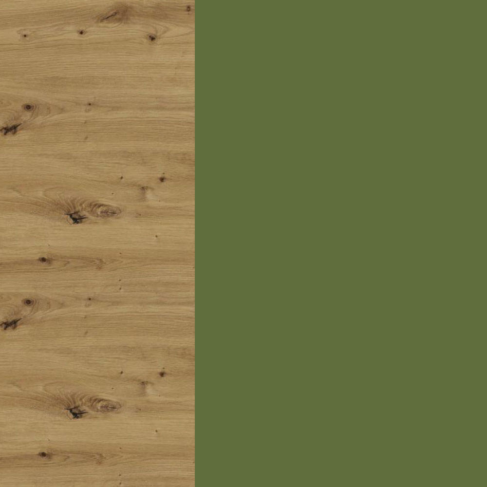 SCHUBLADENUNTERSCHRANK Brerra D2A/80 Korpus eiche artisan / Front RAL 6025 farngrün Matt 80 / 50 / 82 cm Schubladensystem HETTICH InnoTech Atira - Eiche Artisan/Grün, Holz/Holzwerkstoff (80/82/50cm) - Feldmann-Wohnen