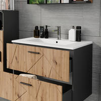 WASCHBECKENUNTERSCHRANK Irma Anthrazit/Artisan 80 x 57 cm mit 2 Schubladen - Anthrazit/Eiche Artisan, Holzwerkstoff (80/57/44.6cm) - Vicco