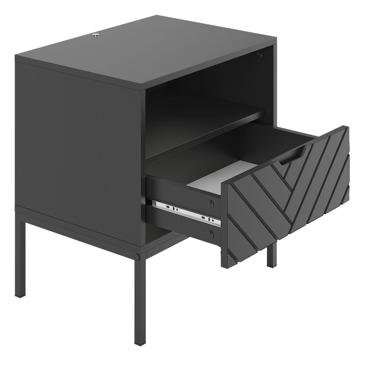 NOČNÝ STOLÍK Daria Čierna - čierna, kompozitné drevo (53/77/39cm) - Petits-meubles