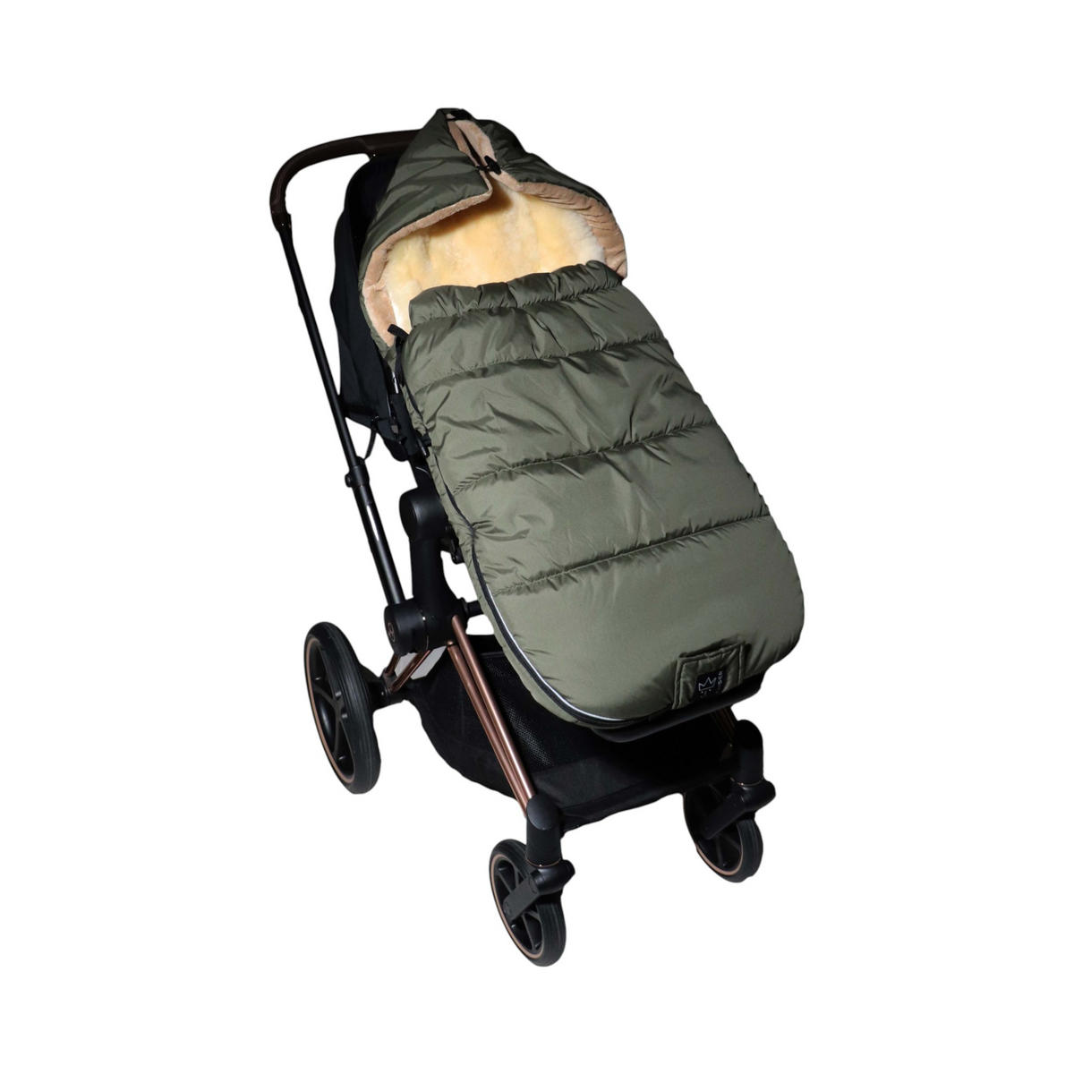KINDERWAGENFUSSSACK Sheep mit Lammfelleinlage, kaki - Waldgrün, Textil/Fell (45/100cm) - Kaiserbaby