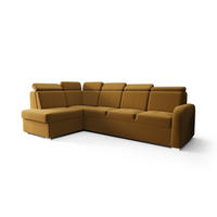 ECKSOFA KONGO RBN11, Eckcouch in L-Form mit Schlaffunktion, Farbe: Gelb, Velourstoff, Ottomane Links - Gelb, Textil (304/180cm) - O-Sofa