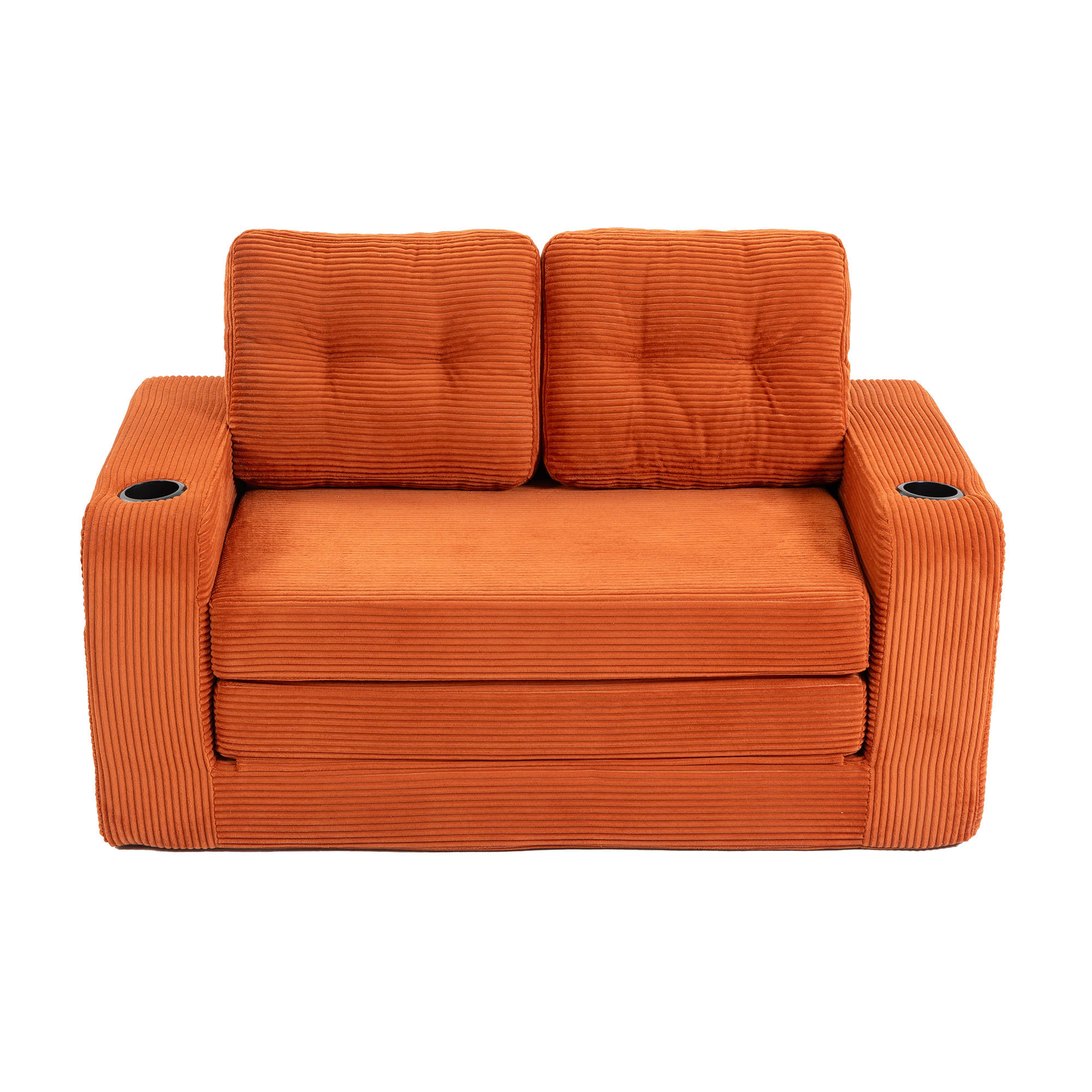 SCHLAFSOFA in Orange Cord mit Getränkehalter und Seitentaschen - Orange, Textil (136/82.5/80cm) - Oxeza