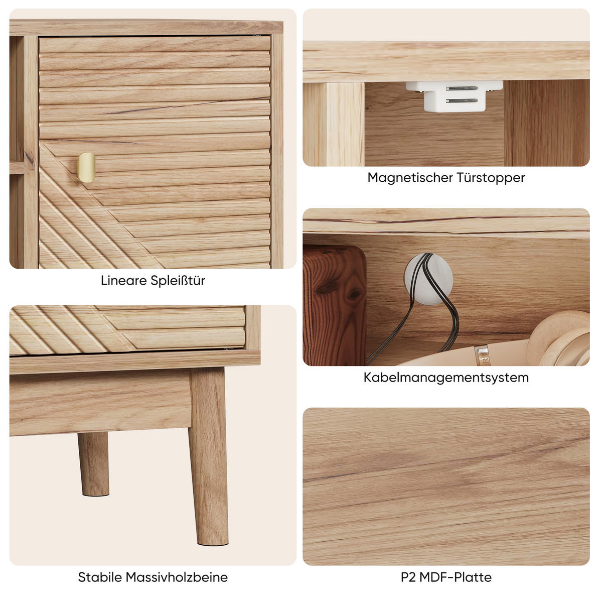 TV-SCHRANK 110/40/48 cm eichefarben aus MDF mit Kabelmanagement - Braun, Holzwerkstoff (110/48/40cm) - OKWISH