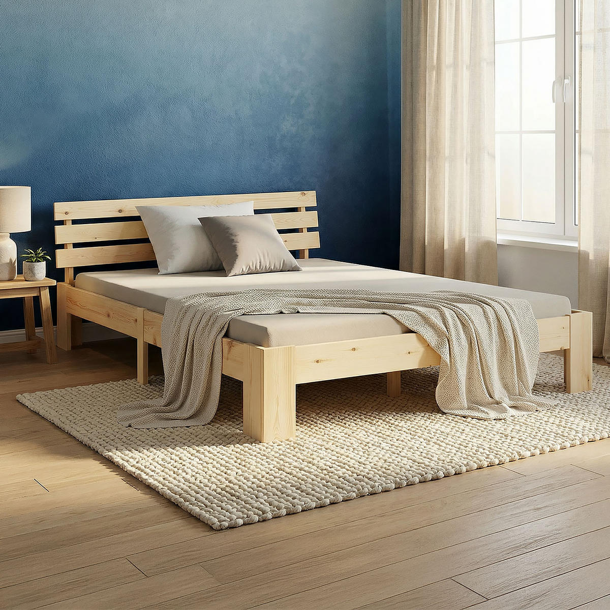 HOLZBETT Natur 120/200 cm Doppelbett mit Lattenrost - Naturfarben, Holz (120/200cm) - Homestyle4u