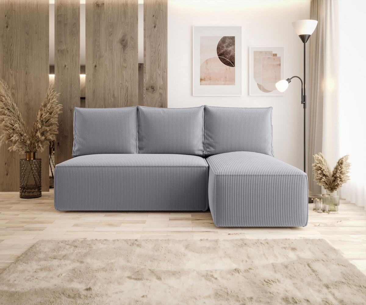 ECKSOFA mit Schlaffunktion SAVIO MINI Poso 55 Rechts - Grau, Textil (200/140cm) - Bedante