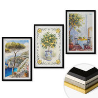 WANDBILDER 3er-Set - 40x60 cm Schwarzer Rahmen - Blick auf das Meer aus Zitronenbäumen - Schwarz, Kunststoff (40/60cm) - ArtPrintCave