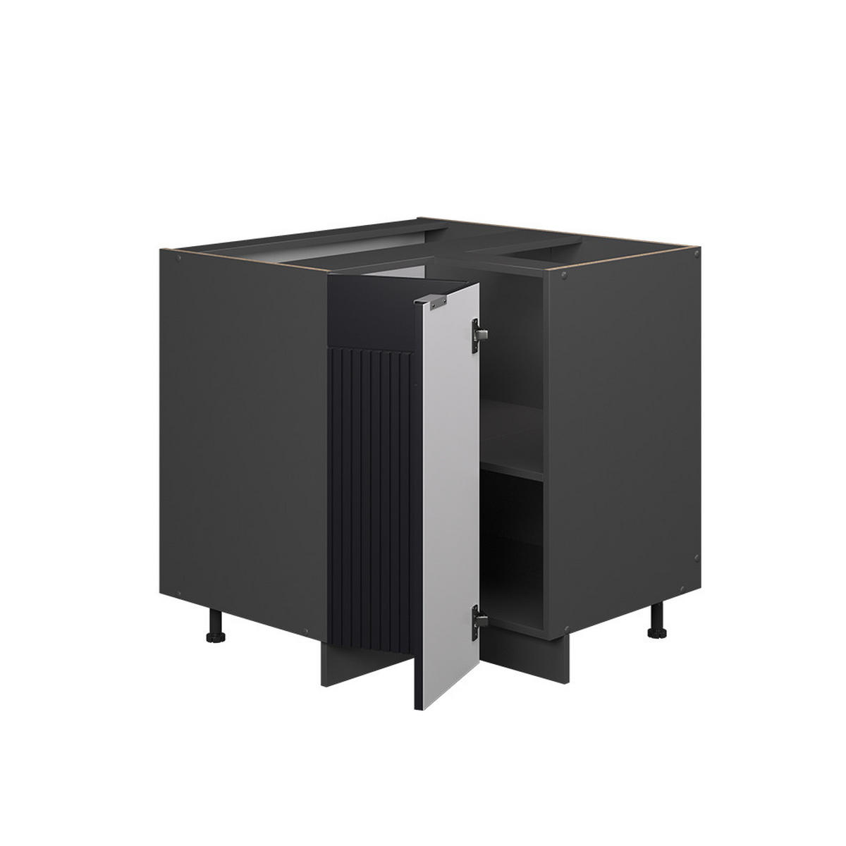 ECKSCHRANK Fame-Line, Schwarz gestreift, 80.5 cm, AP Marmor - Anthrazit/Schwarz, Holzwerkstoff (80.5/82/60cm) - Vicco