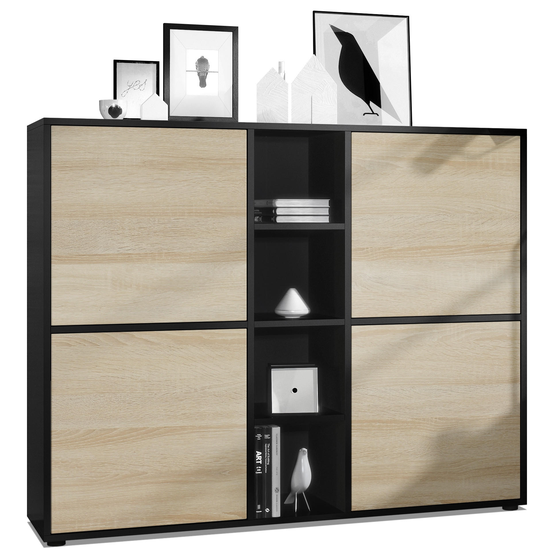 HIGHBOARD Cuba Türen in Eiche sägerau - Eiche San Remo, Holzwerkstoff (130.5/105.5/35.5cm) - Vladon