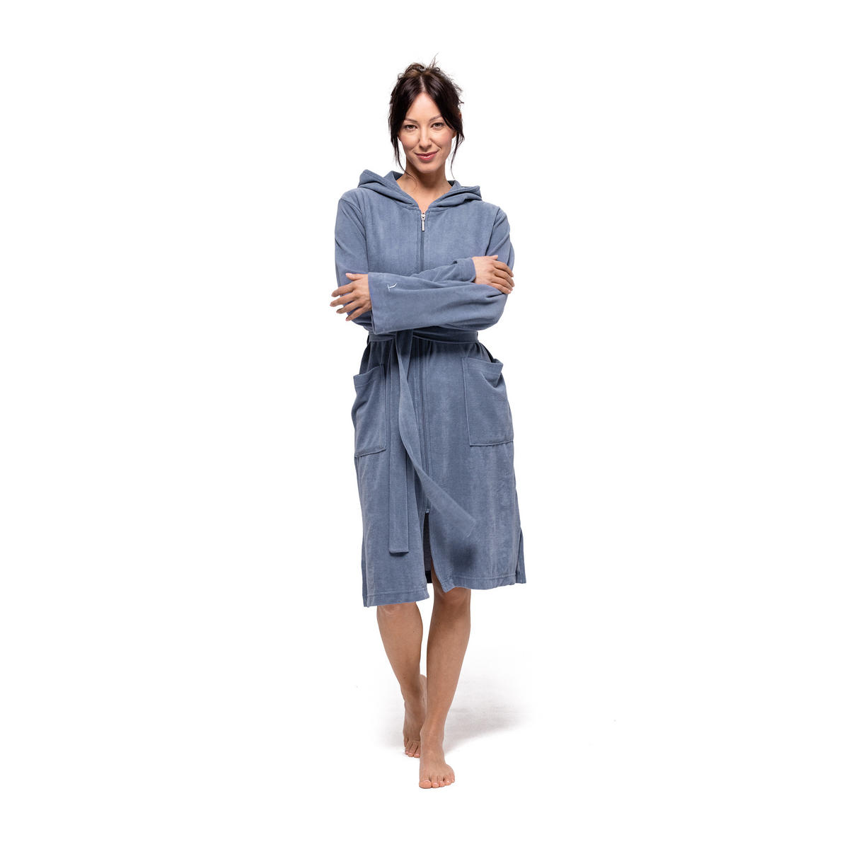 BADEMANTEL MIT KAPUZE HOMEWEAR - Blau, Textil (Snull) - MÖVE
