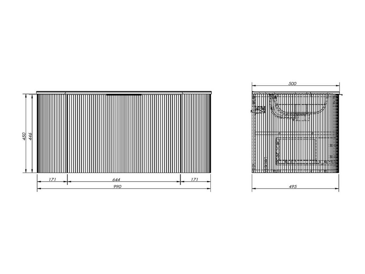 WASCHBECKENUNTERSCHRANK hängend - Streifenoptik - Blau matt - 100 cm - LOMERI - Blau, Holz (99/45/50cm) - Vente-Unique