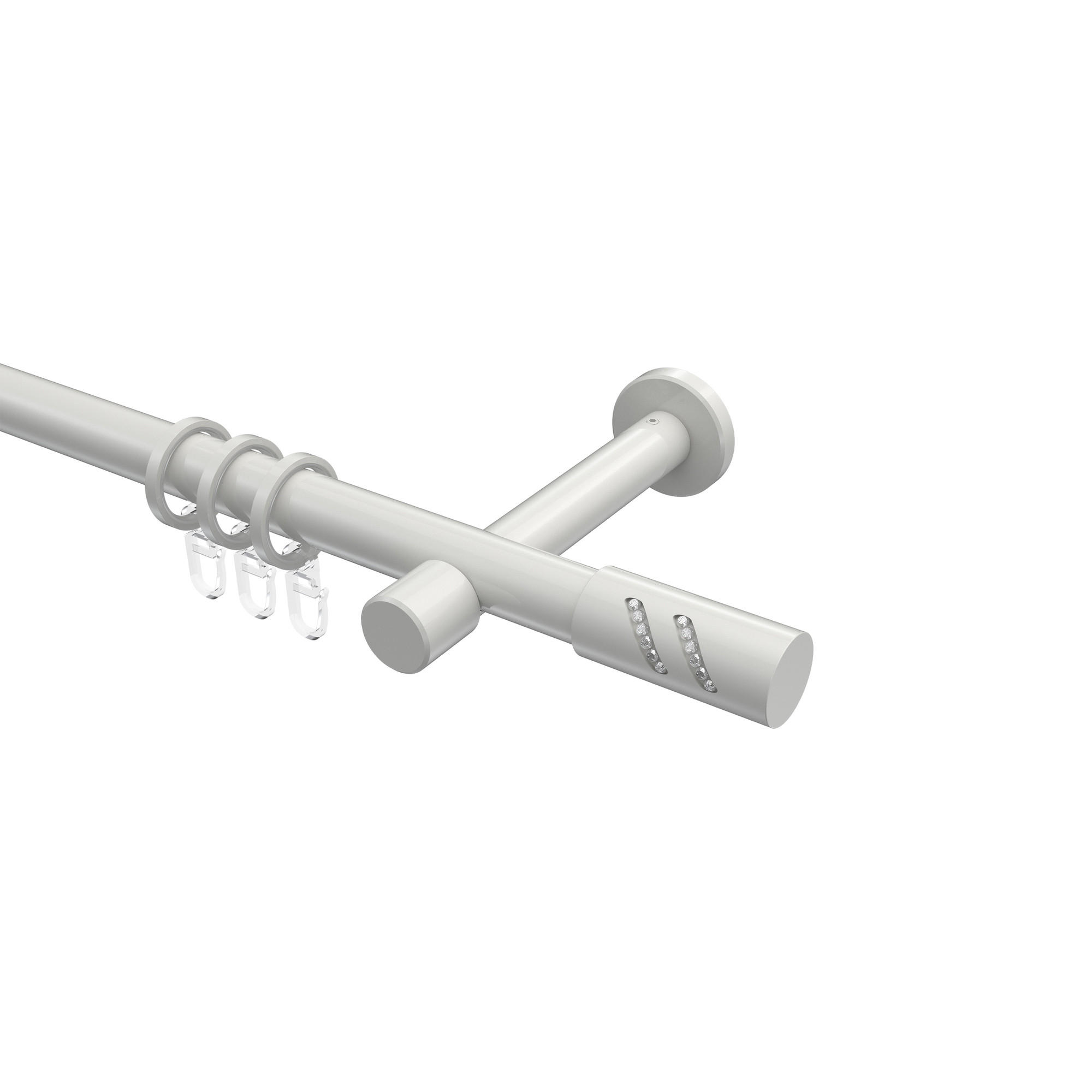 GARDINENSTANGEN-SET Prestige Zoena 360 cm (geteilt in 2 x 180 cm), 1-läufig, 20 mm Ø Weiß - Weiß, Metall (360cm) - INTERDECO