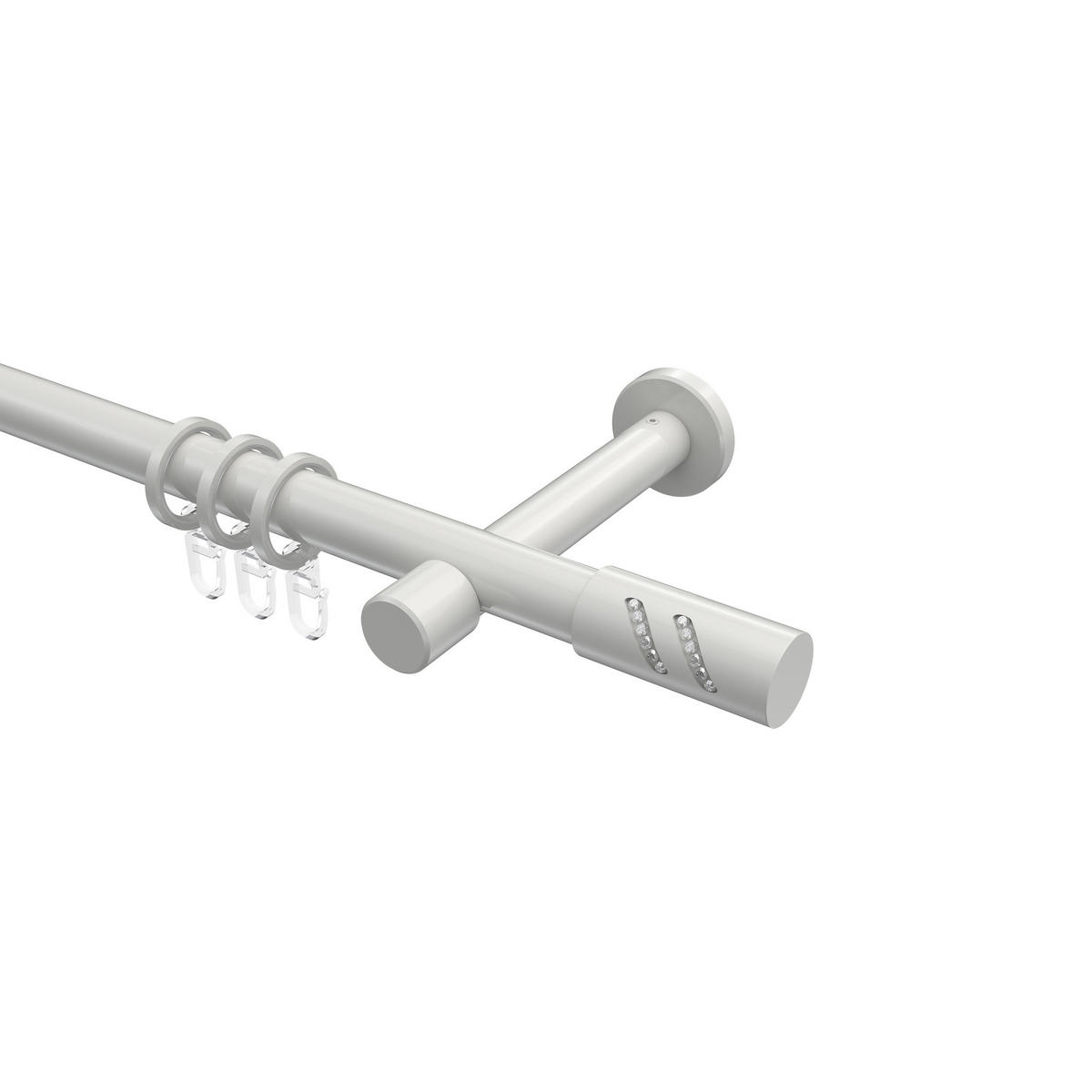 GARDINENSTANGEN-SET Prestige Zoena 200 cm, 1-läufig, 20 mm Ø Weiß - Weiß, Metall (200cm) - INTERDECO