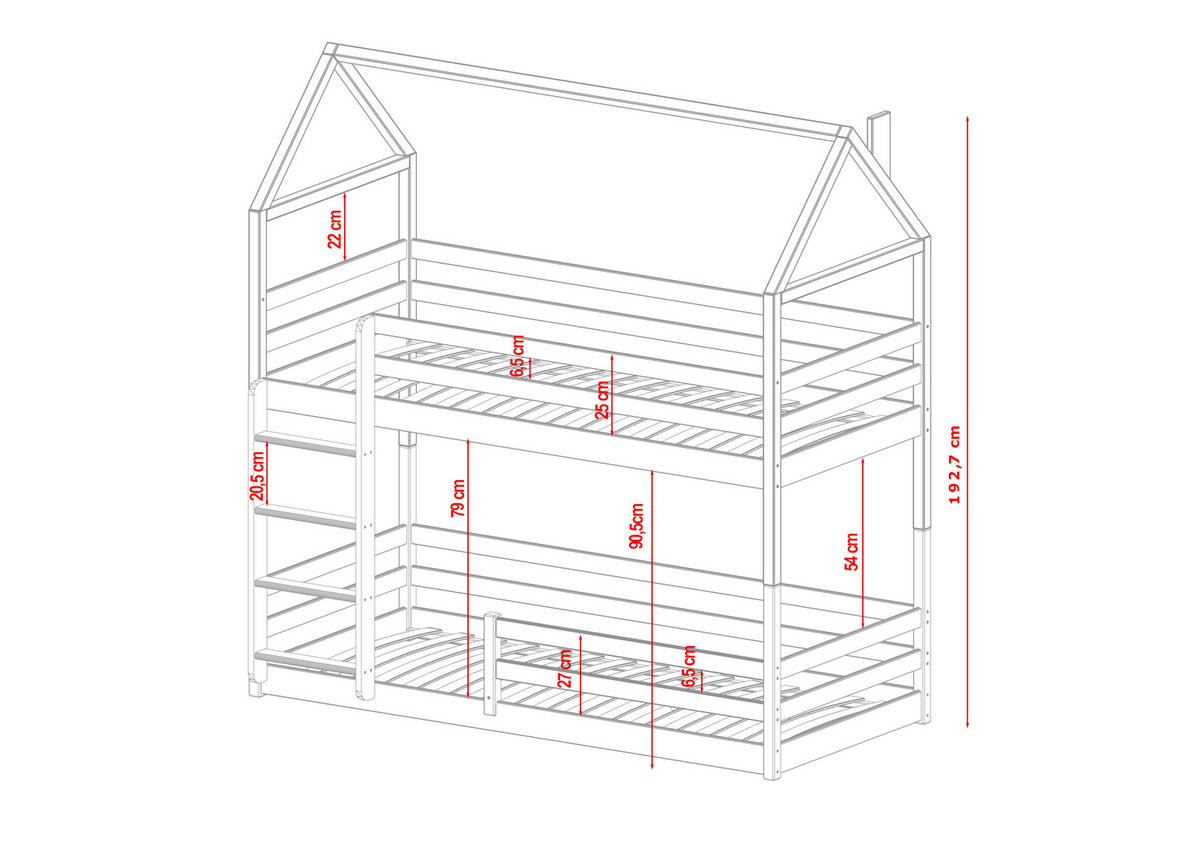 HAUSBETT WEIß - Weiß, Holz (90/200cm) - FURNLUX